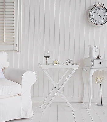 Small white console table for hall furniture