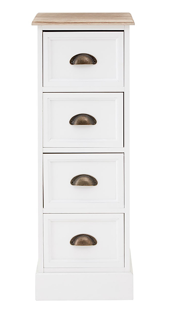 Connecticut white narrow 30 cm chest of drawers
