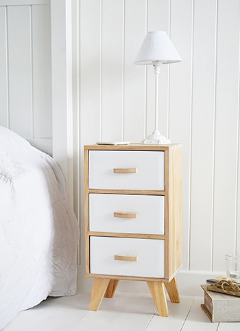 Hamptons bedside table with drawers