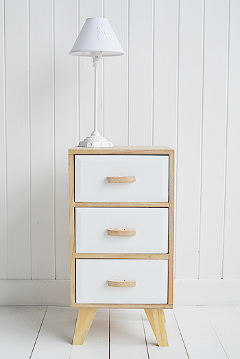 Hamptons white cabinet with 3 drawers