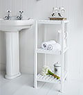 Brighton white bathroom shelf unit with 3 shelves