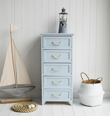 Huntington Pale Blue Bathroom Cabinet with drawers for nautical bathrooms