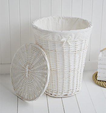 White laundry basket with lid