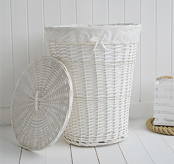 White basket for laundry
