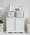 Maine large white bathroom cabinet with double cupboard and basket drawers 