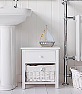 New Haven white bathroom furniture with basket storage