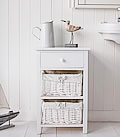 White bathroom cabinet with drawers and baskets New Haven