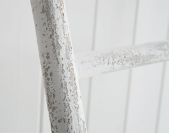 New Hampshire white decorative ladder. Distressed white finish