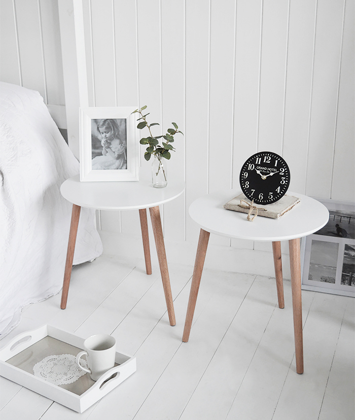 Bethel Cove simple pair of  white bedside table for coastal, country and scandi style interiors