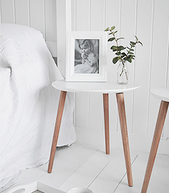Bethel Cove simple white bedside table for coastal, country and scandi style interiors from The White Lighthouse