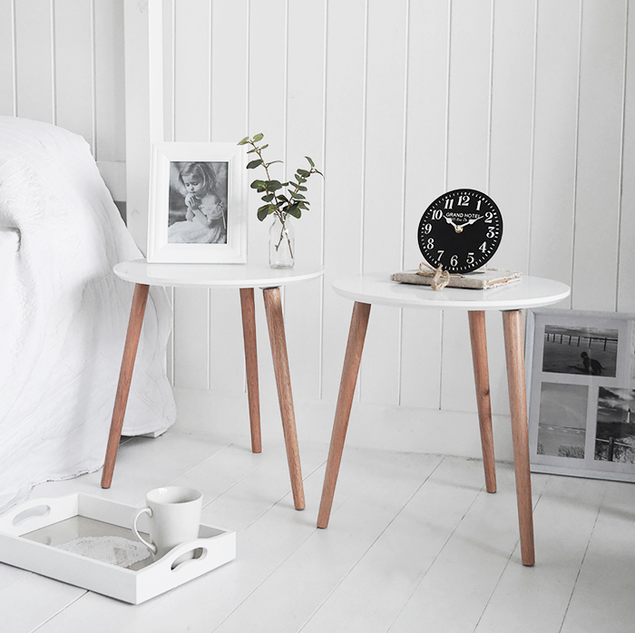 Bethel Cove simple pair of  white bedside table for coastal, country and scandi style bedroom interiors