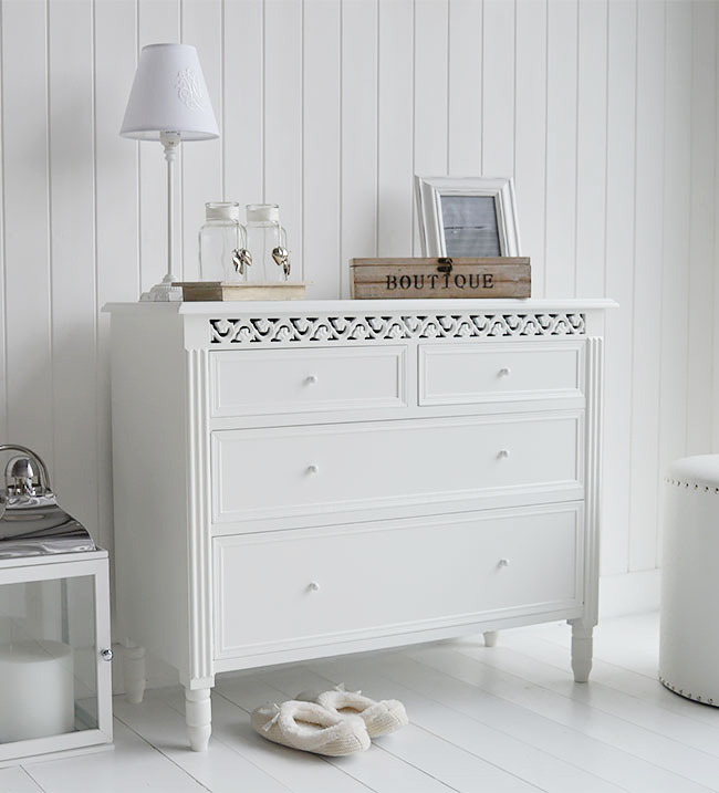 White Chest of drawers from New England for white  bedroom storage furniture