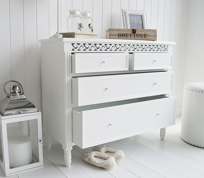 Bright White Chest of drawers from New England for white furniture