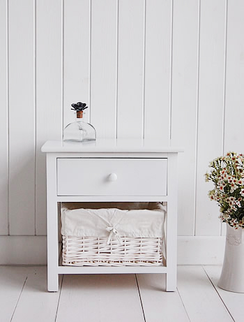 White bedside table for childrens room