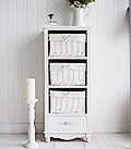 Rose White Storage Cabinet with 4 drawers
