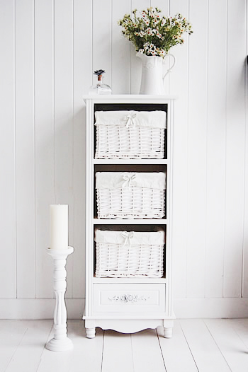 Rose 4 drawer tall white storage cabinet