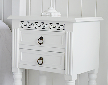 White bedside table drawers