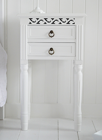 White bedside table