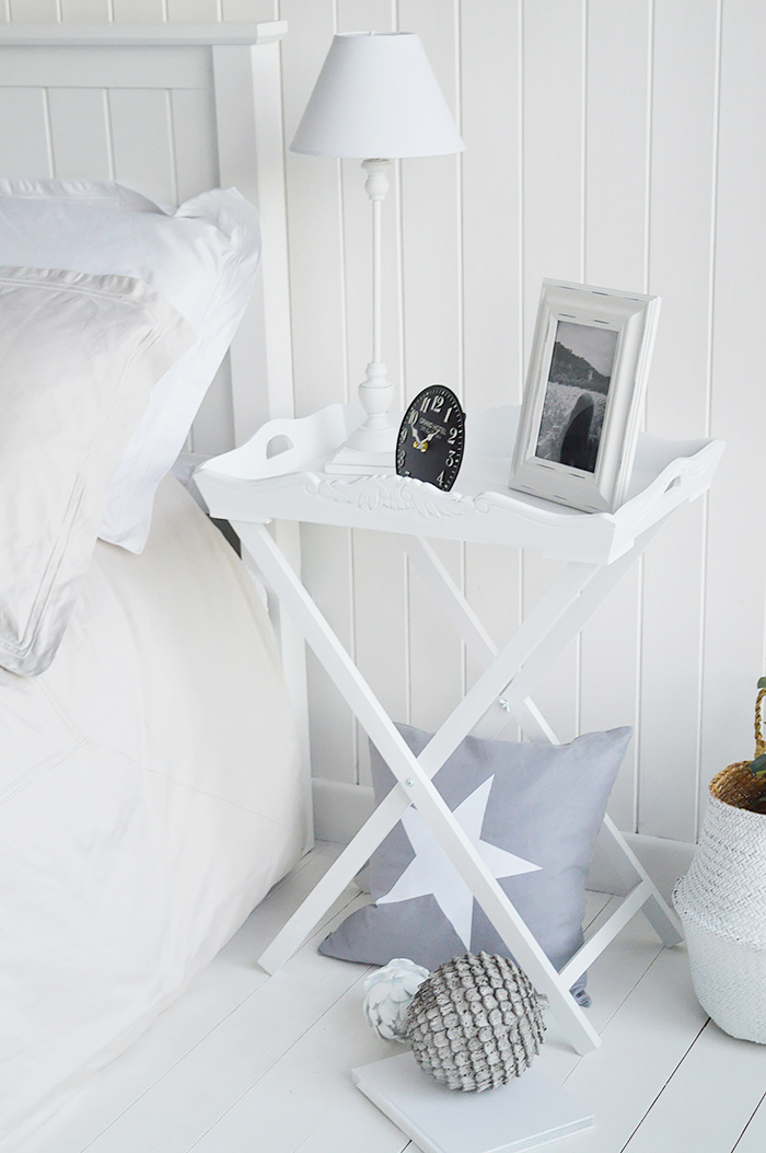 White Butlers Tray for affordable cheap bedside table