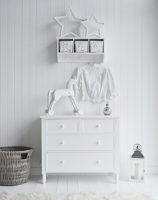 White bedroom furniture, New England white chest of drawers. Delivered  Fully assembled country and coastal furniture