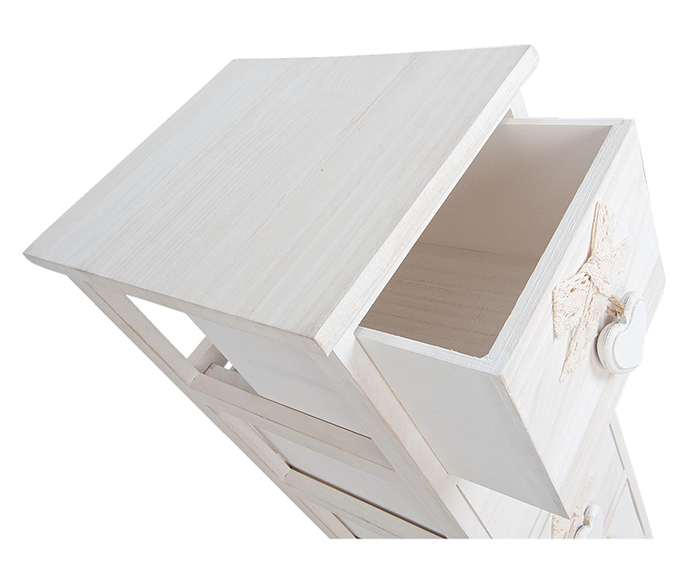 Dorset slim narrow white bedside table with 4 drawers, 25cm wide will fit into narrow spaces