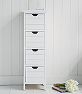 Dorset whit narrow bedroom storage with 4 drawers. 25cm wide slim