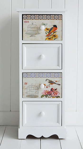 Kingston narrow chest of drawers in white