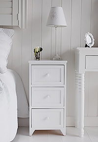 MAine white 3 drawer bedside table