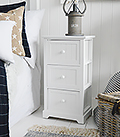 Maine white bedside table, a cabinet with 3 drawers