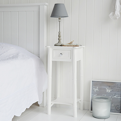 New Englands tall narrow white lamp table