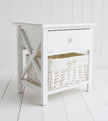 New Haven white bedside table for small bedroom