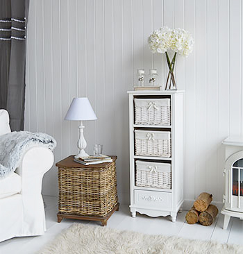 Rose tall storage with three baskets and drawer for living room