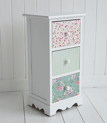 Rosewood floral pink and white country cottage narrow lamp table