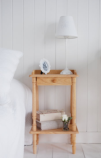 Small bedside table in natural wood finish