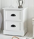 Southport white small 2 drawer low lamp table cabinet