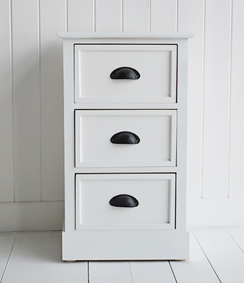 Southport white cabinet storage furniture with 3 drawers for storage