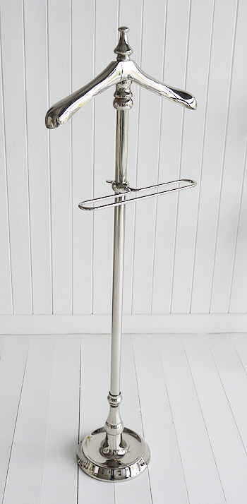 Kensington Silver clothes valet stand to hang jacket and trousers