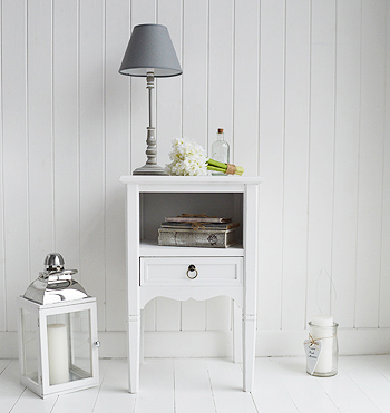 Cove Bay white bedside table. Beach House  furniture