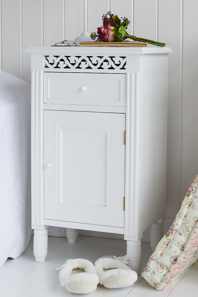 New England white bedside cabinet cupboard