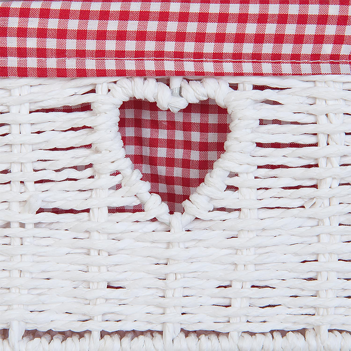 White Narrow storage furniture with 4 drawers, 25cm wide unit from The White Cottage Range of slim white bedroom furniture with red and white gingham for cottage interiors, narrow storage 25 cm wide