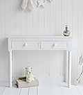 New England white dressing table with porcelain knob handles dfrom The New England Range of bedroom furniture