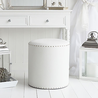 White and silver dressing table stool