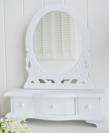 White Dressing table mirror with trinket drawers