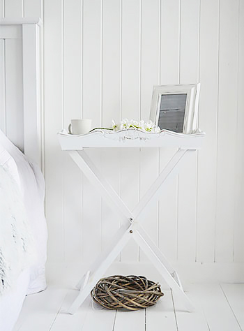 Tray table white bedside table