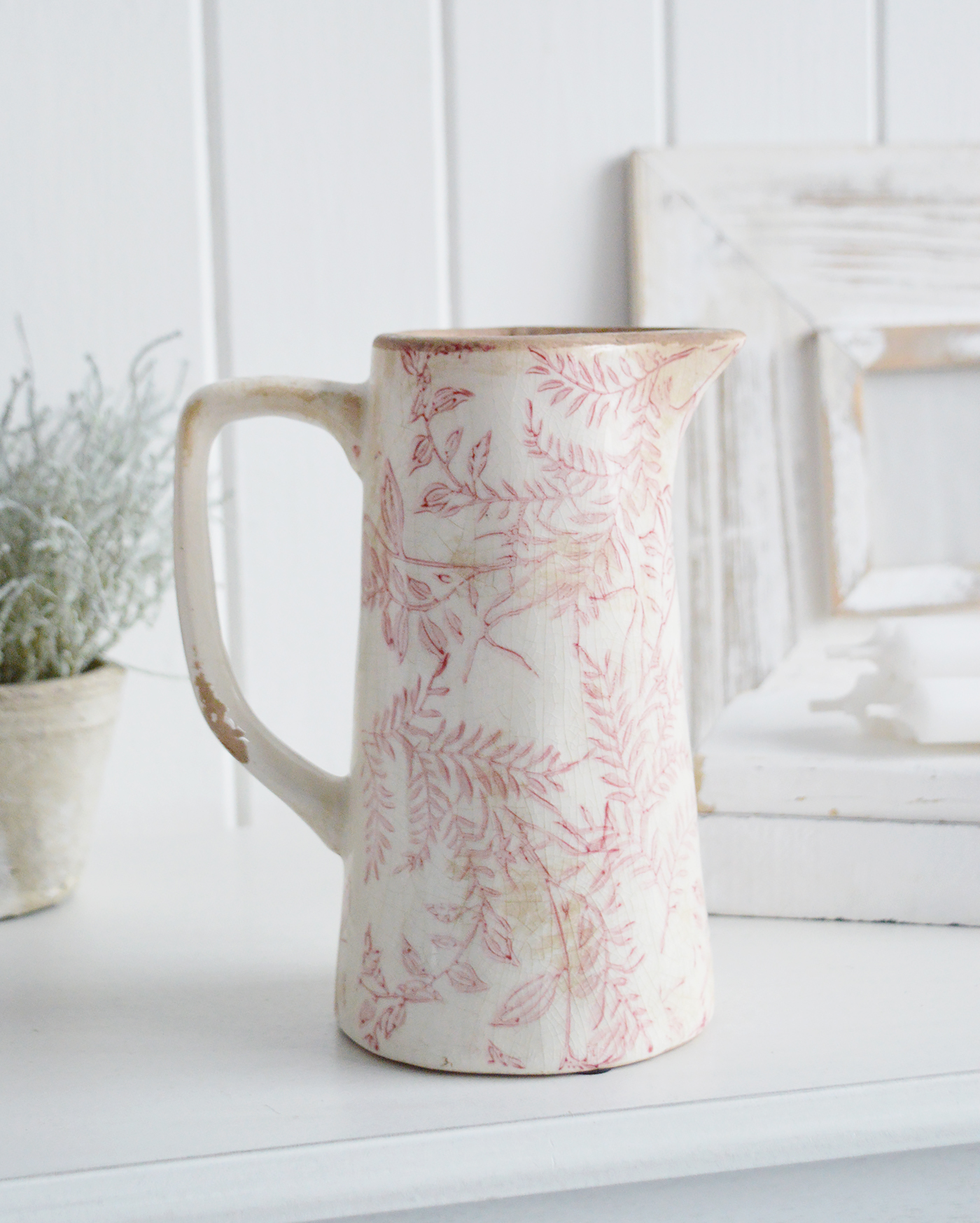 Tolland Vintage Jug - pink ceramics for New England, Country, Farmhouse and coastal home interior decor