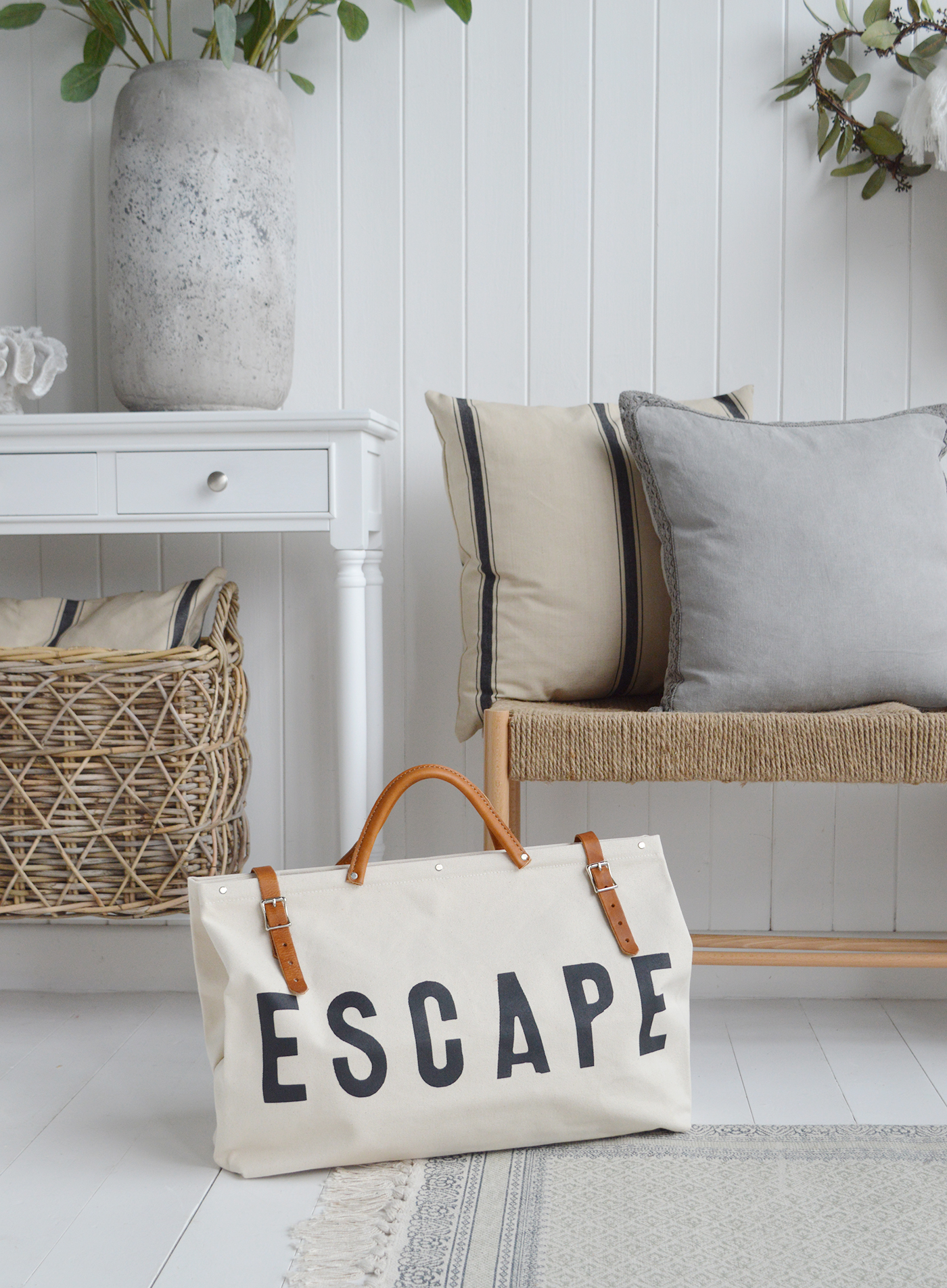 ESCAPE canvas bag for New England coastal interiors