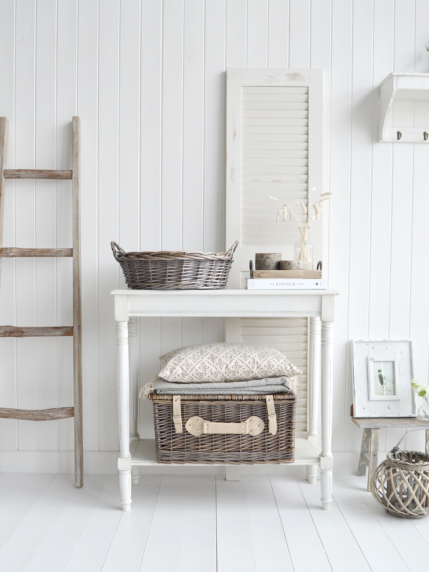 Harrow  large display tray basket from The White Lighthouse Furniture. New England, country, coastal, farmhouse city and whie home interiors. Hallway, Bedroom , Bathroom and living room