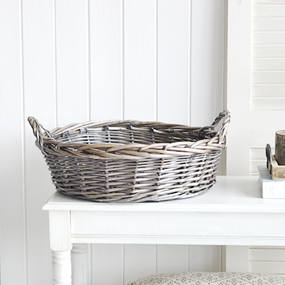 Harrow  large display tray basket from The White Lighthouse Furniture. New England, country, coastal, farmhouse city and whie home interiors. Hallway, Bedroom , Bathroom and living room