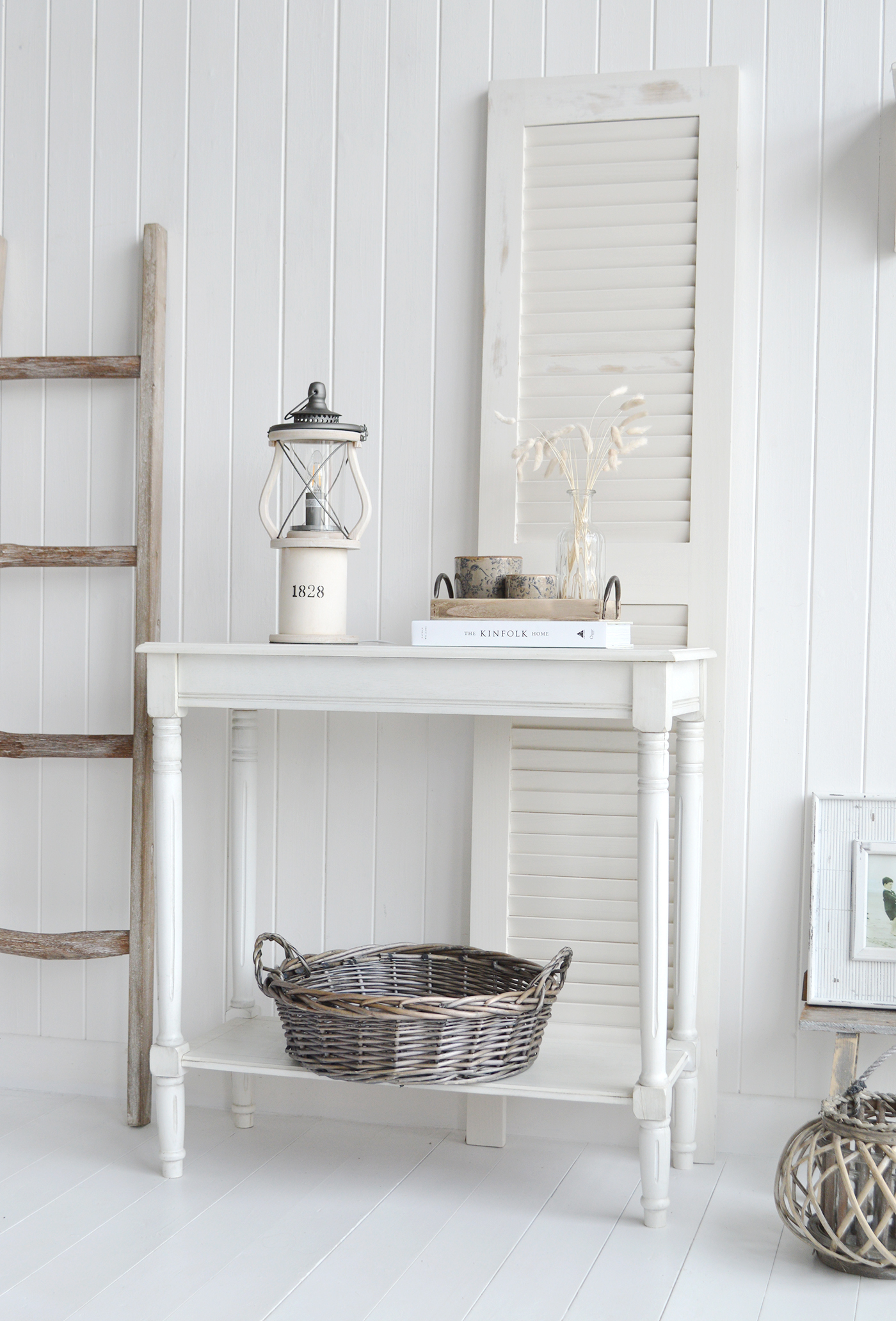 Harrow  large display tray basket from The White Lighthouse Furniture. New England, country, coastal, farmhouse city and whie home interiors. Hallway, Bedroom , Bathroom and living room