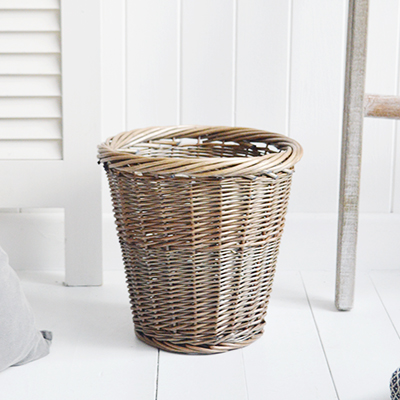 Harrow Waste Paper Basket from The White Lighthouse Furniture. New England, country, coastal, farmhouse city and whie home interiors. Hallway, Bedroom , Bathroom and living room